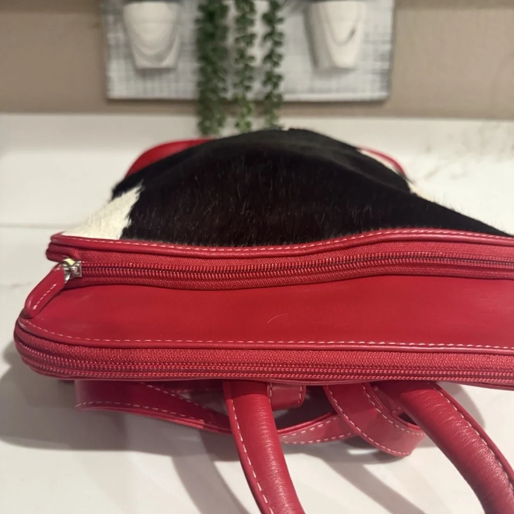 ili New York Red Leather Calf Hair Backpack - Picture 5 of 8